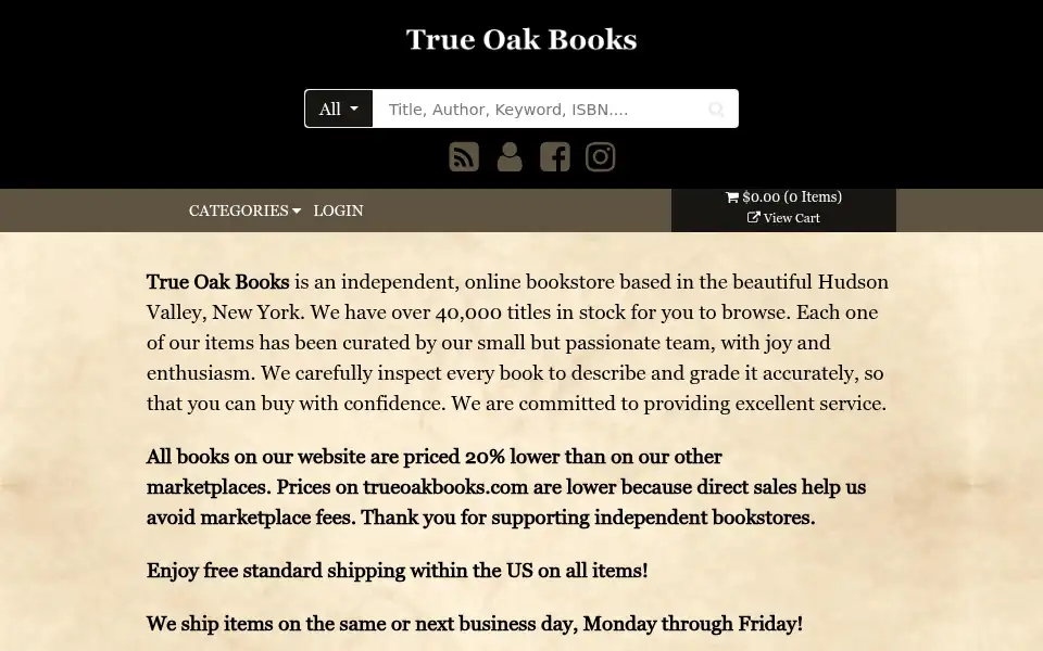Screenshot of trueoakbooks.com