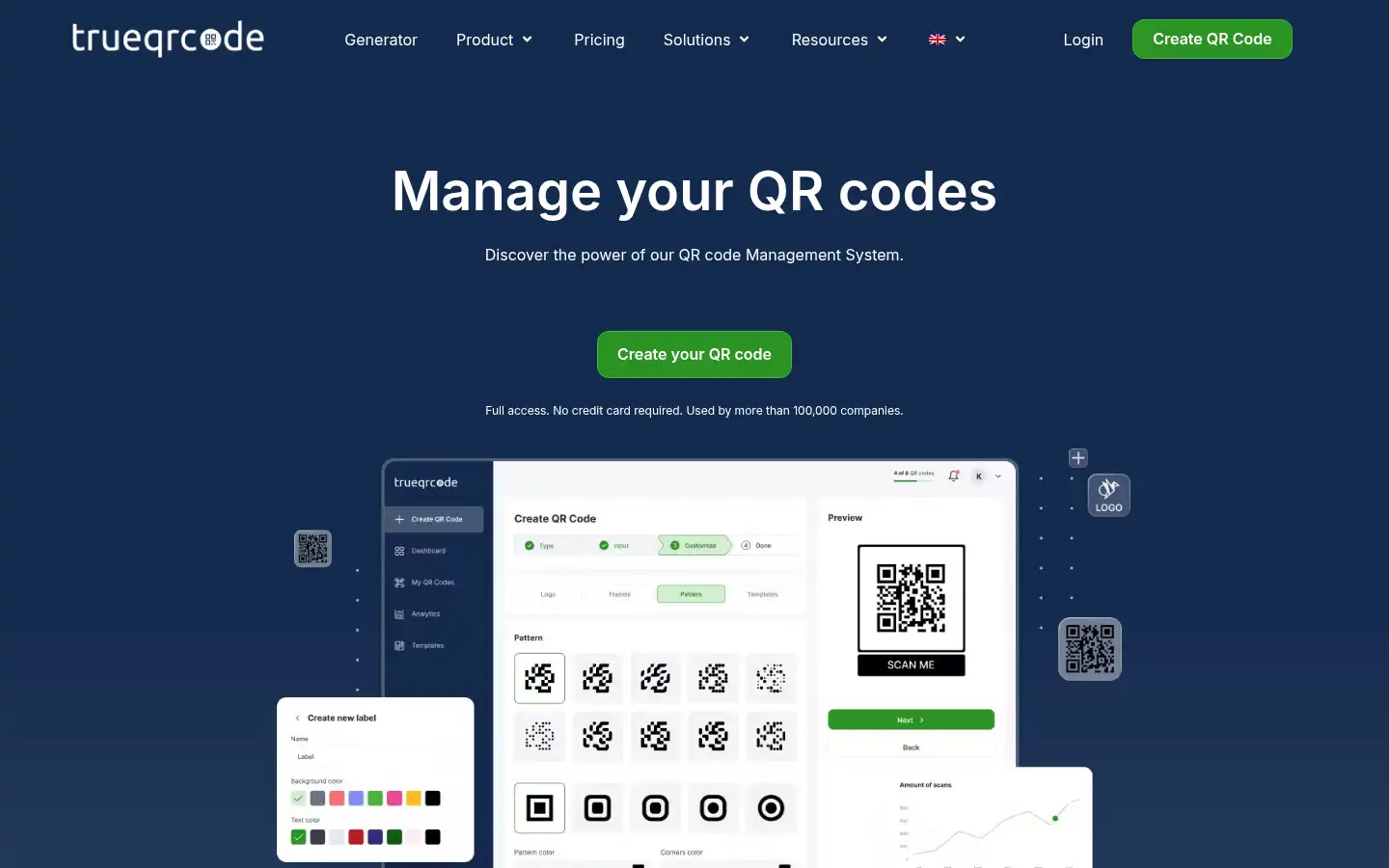Screenshot of trueqrcode.com