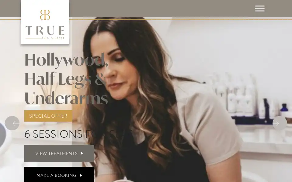 Screenshot of trueskinandlaser.co.uk