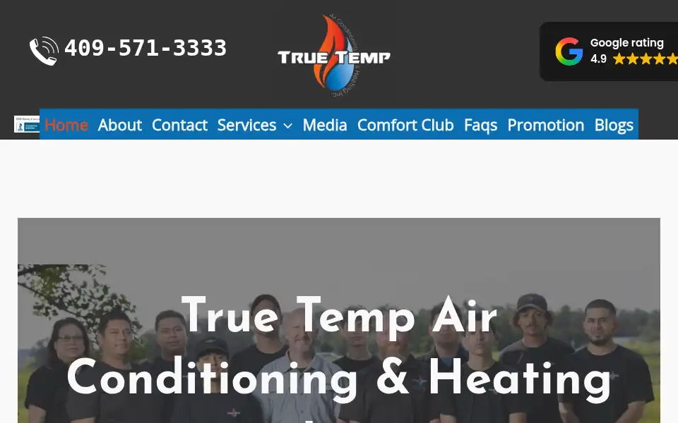 Screenshot of truetemphvac.com