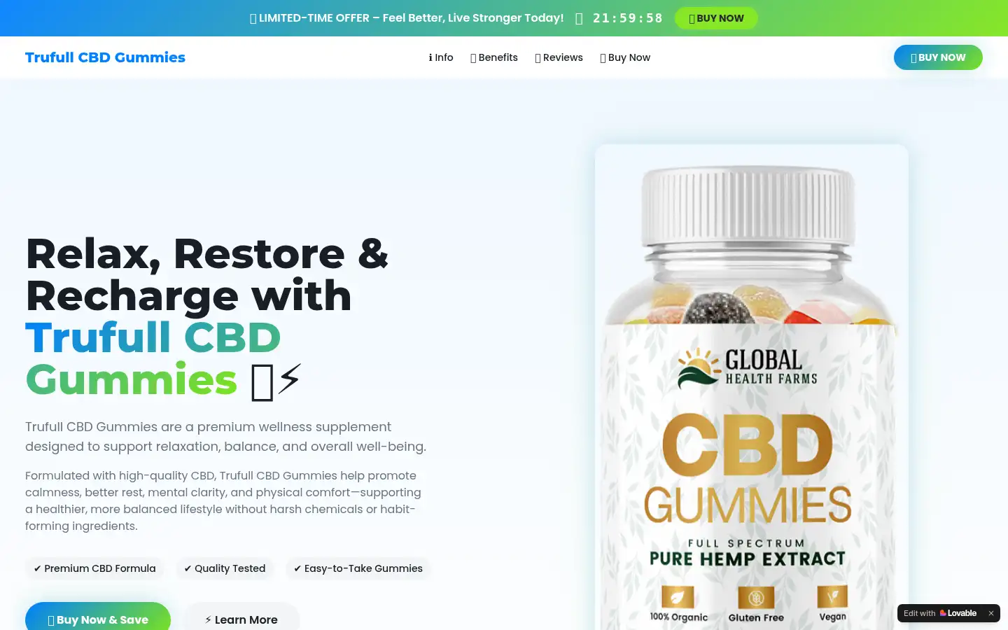 Screenshot of trufull-gummies.lovable.app