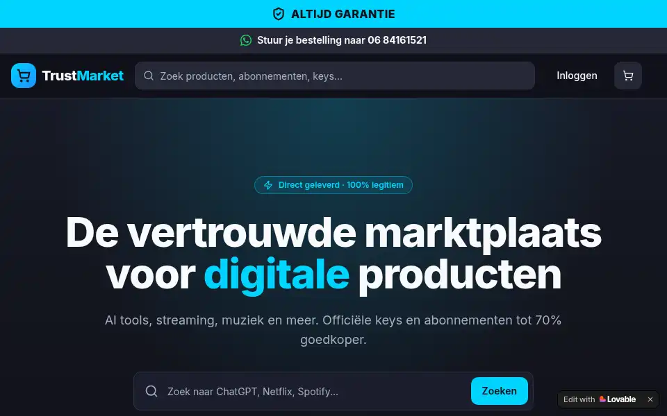 Screenshot of trust-market.shop
