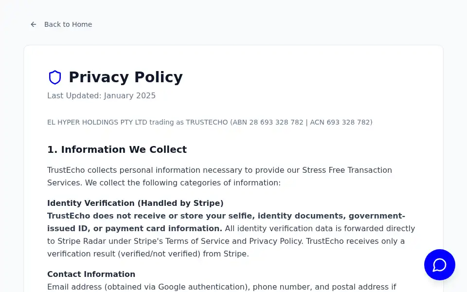 Screenshot of trustecho.com.au
