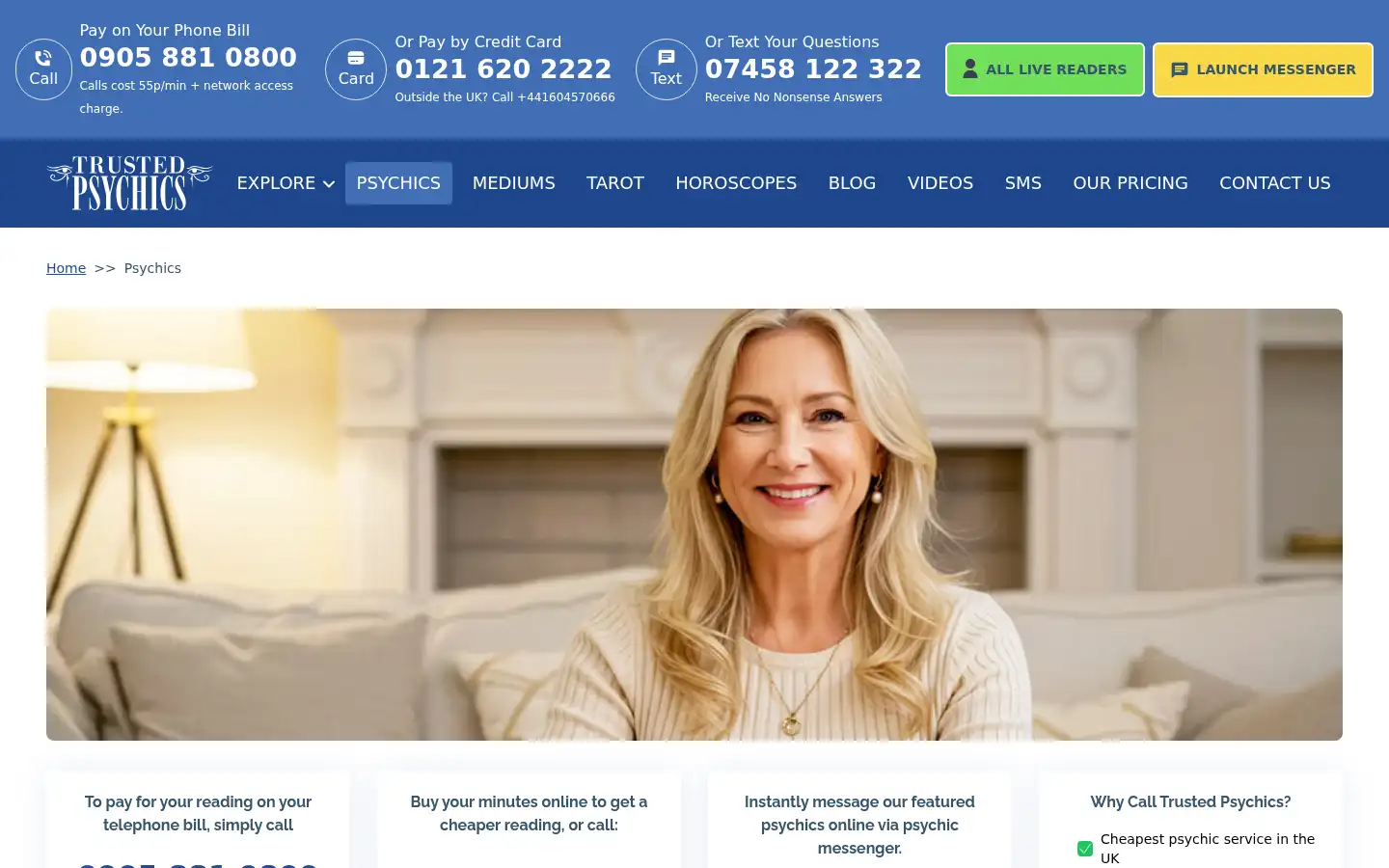 Screenshot of trusted-psychics.co.uk