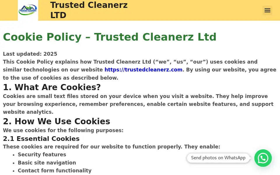 Screenshot of trustedcleanerz.com