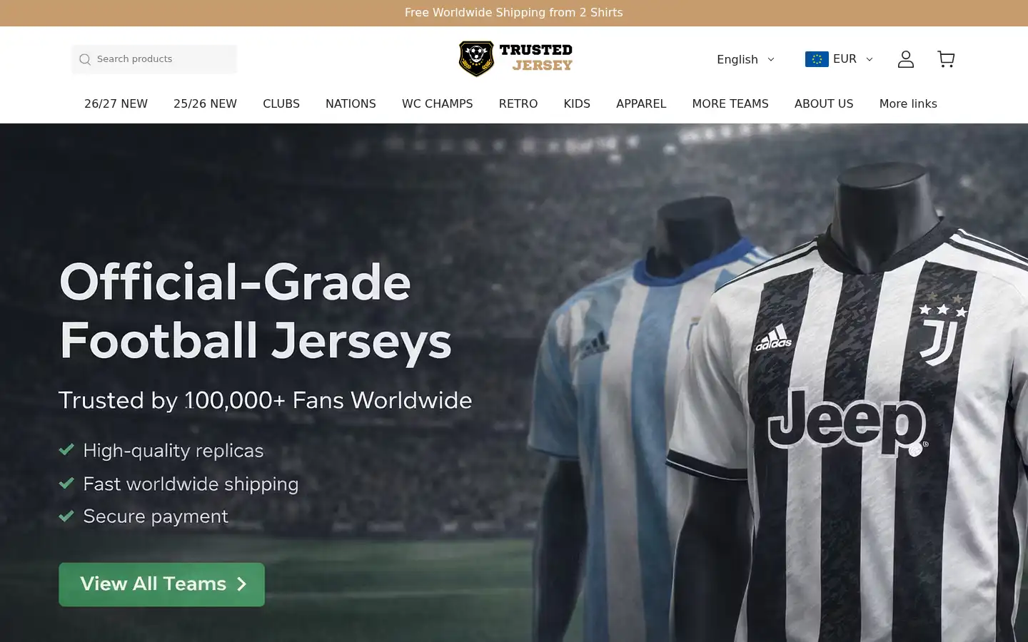 Screenshot of trustedjersey.com
