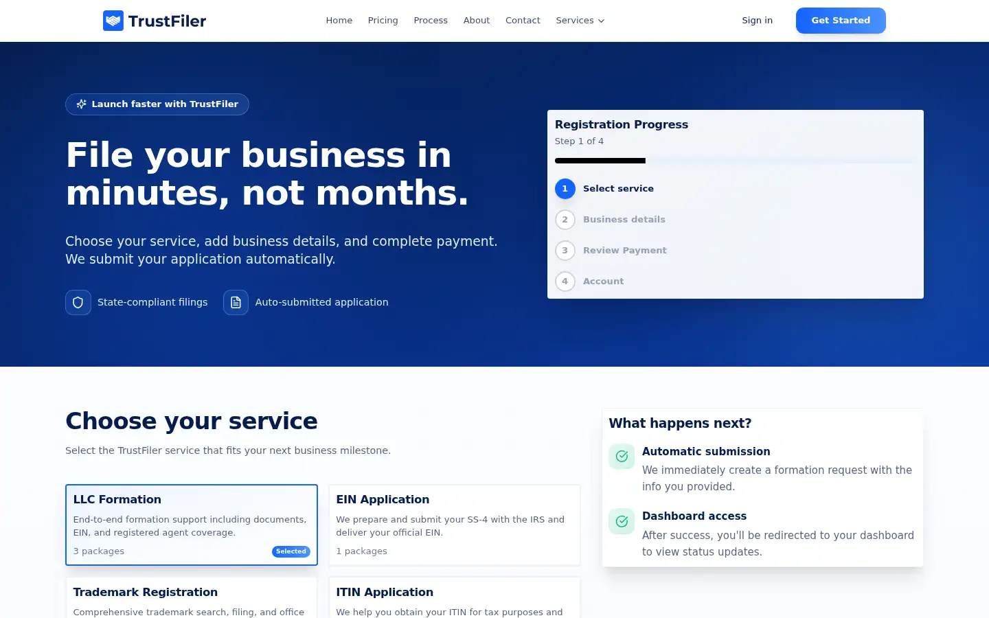 Screenshot of trustfiler.com