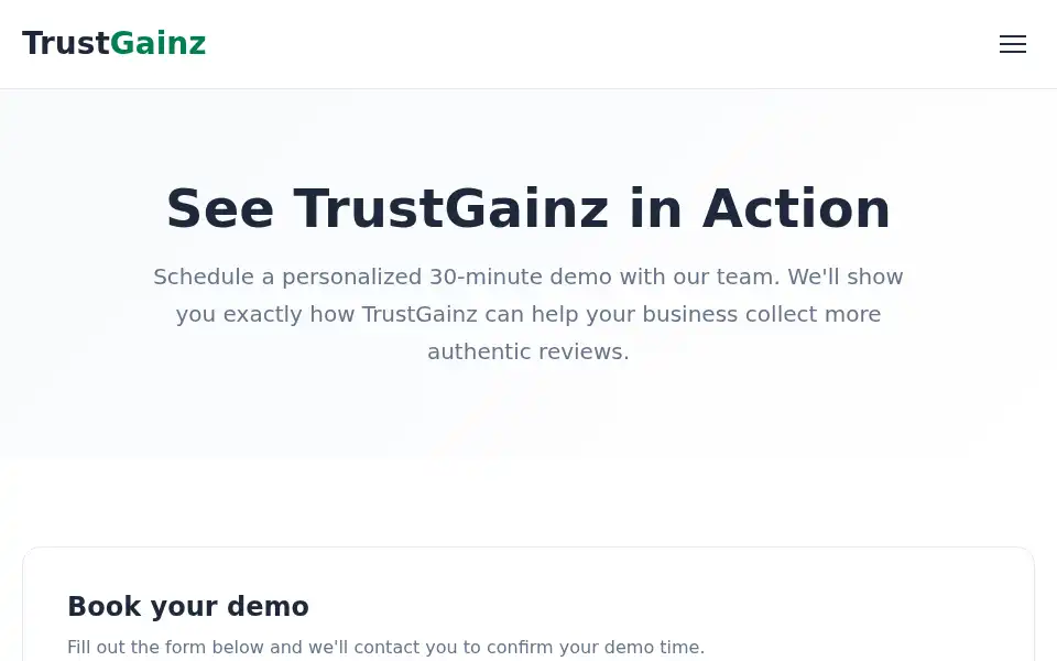 Screenshot of trustgainz.com