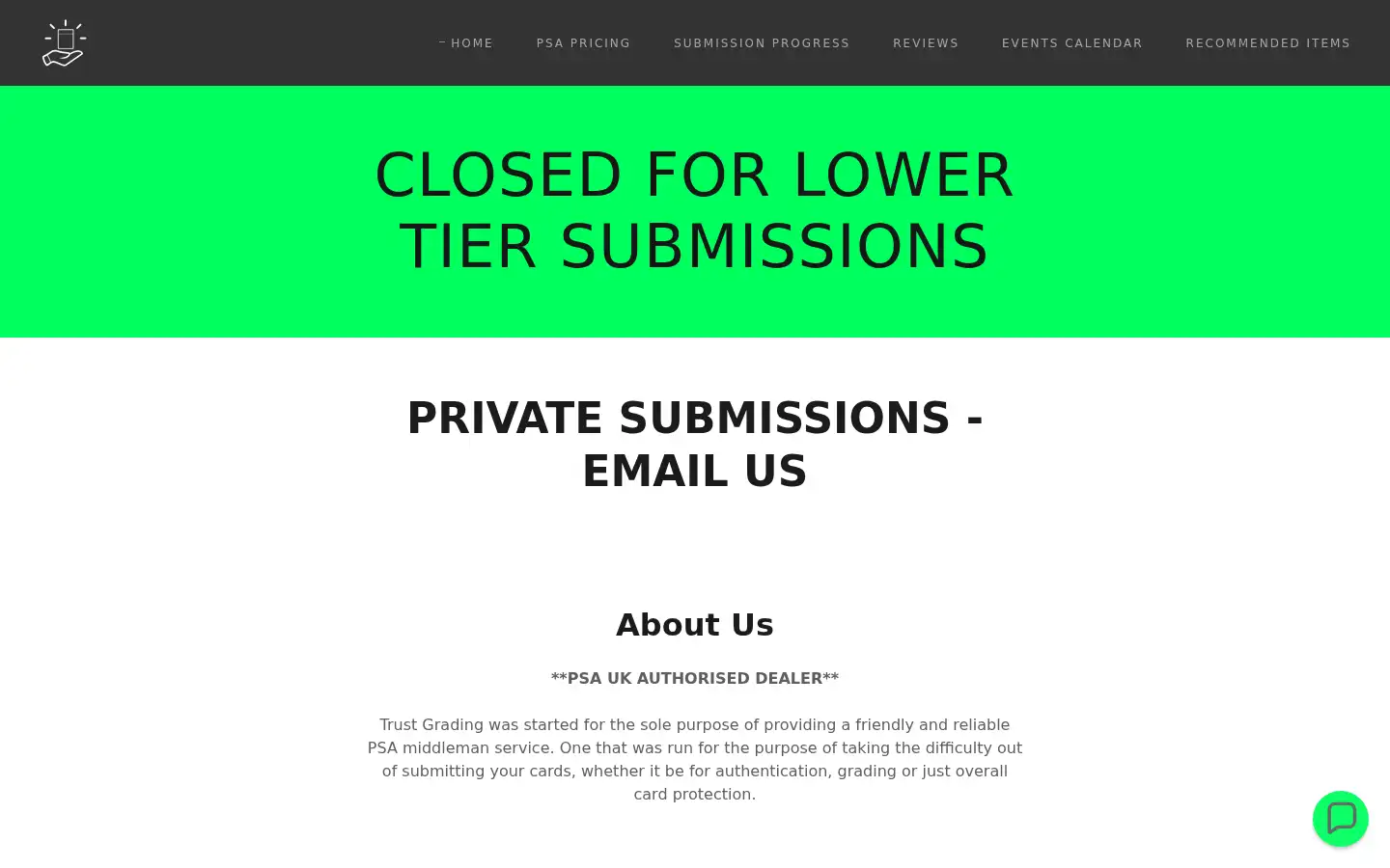 Screenshot of trustgrading.co.uk