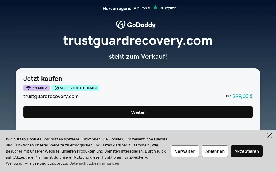 Screenshot of trustguardrecovery.com