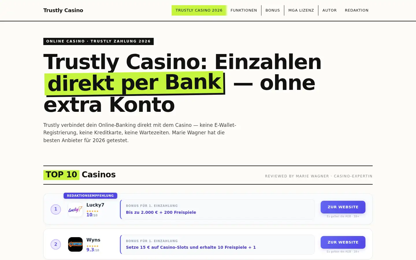 Screenshot of trustlycasinosite.com