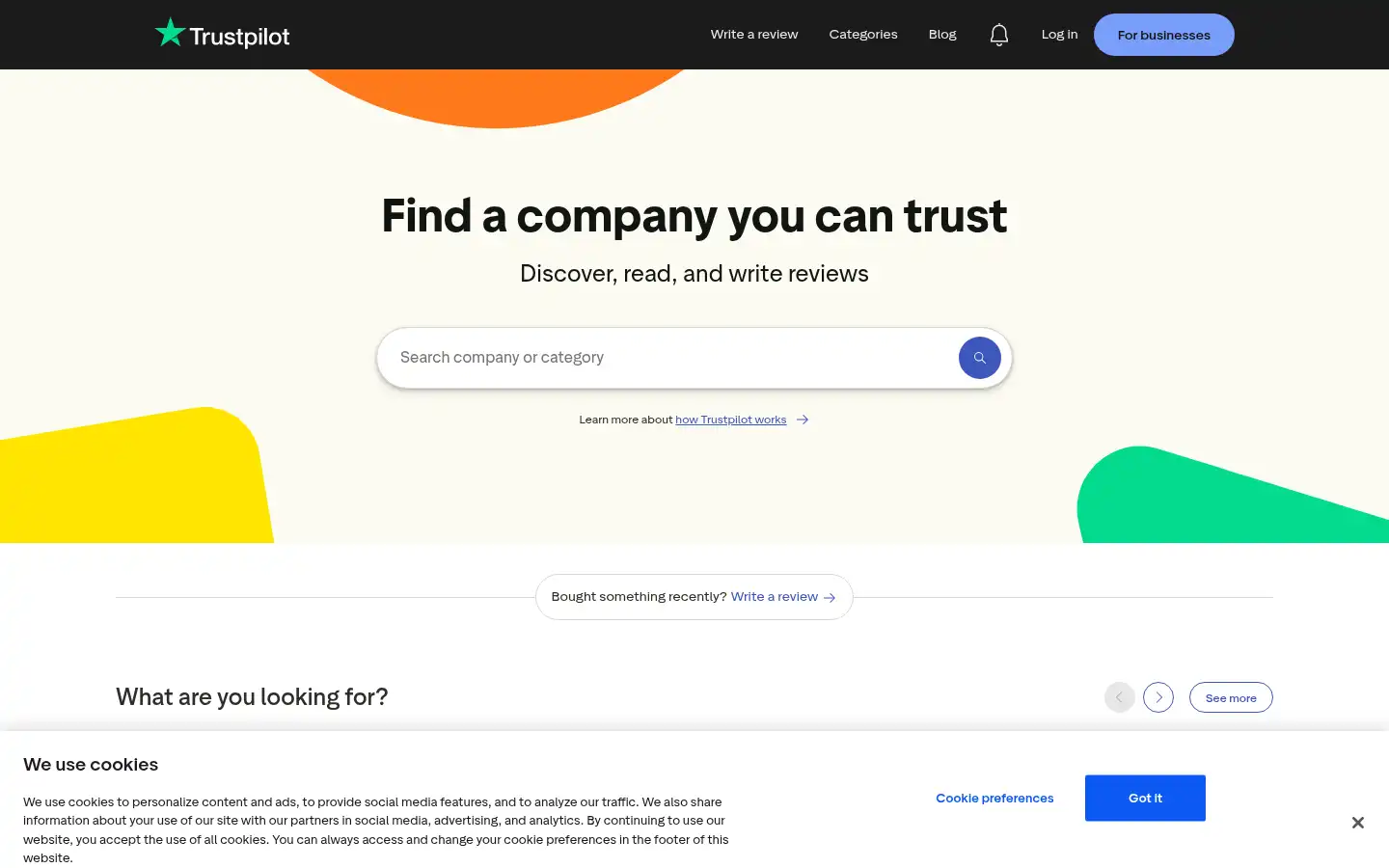Screenshot of trustpilot.com