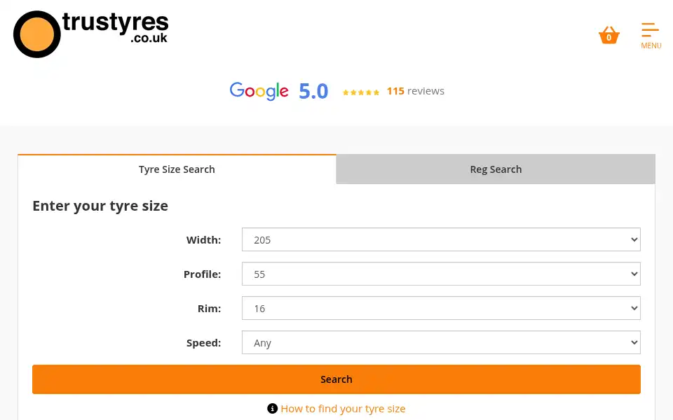 Screenshot of trustyres.co.uk