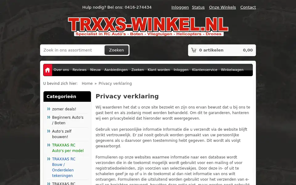 Screenshot of trxxs-winkel.nl