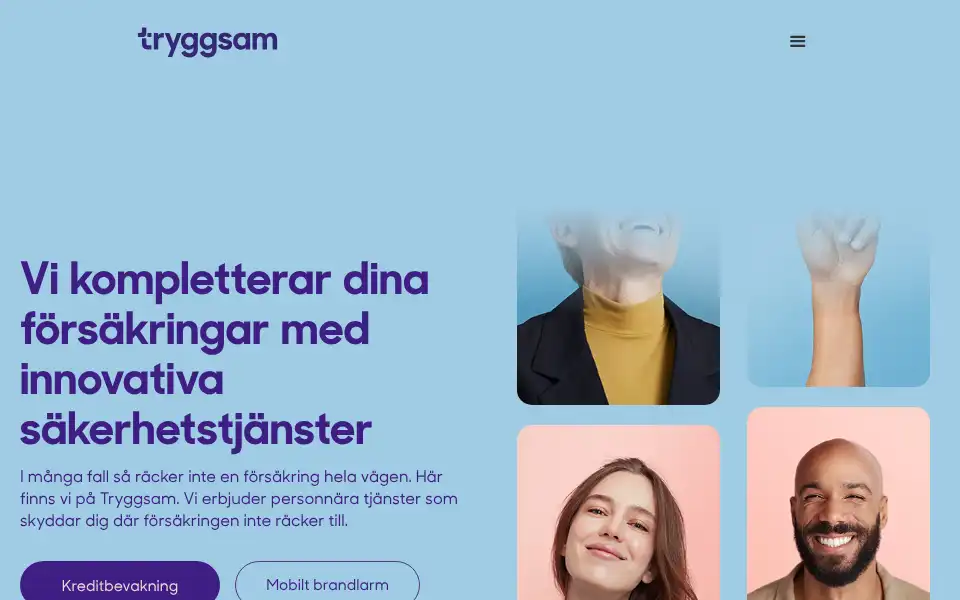 Screenshot of tryggsam.se