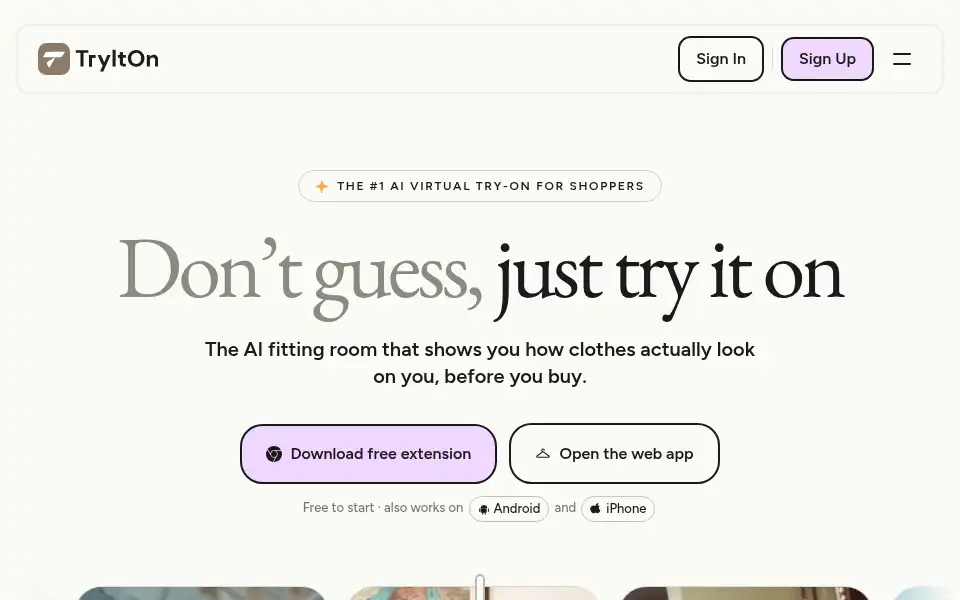 Screenshot of tryiton.now