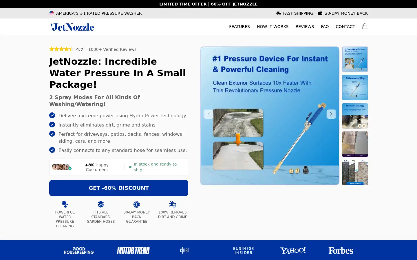 Screenshot of tryjetnozzle.com