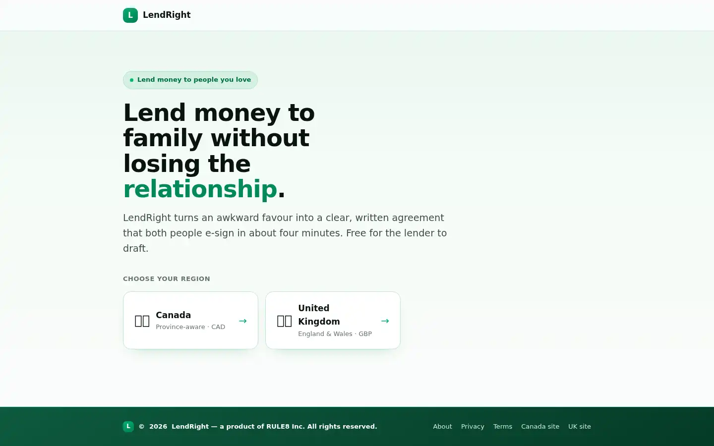 Screenshot of trylendright.com