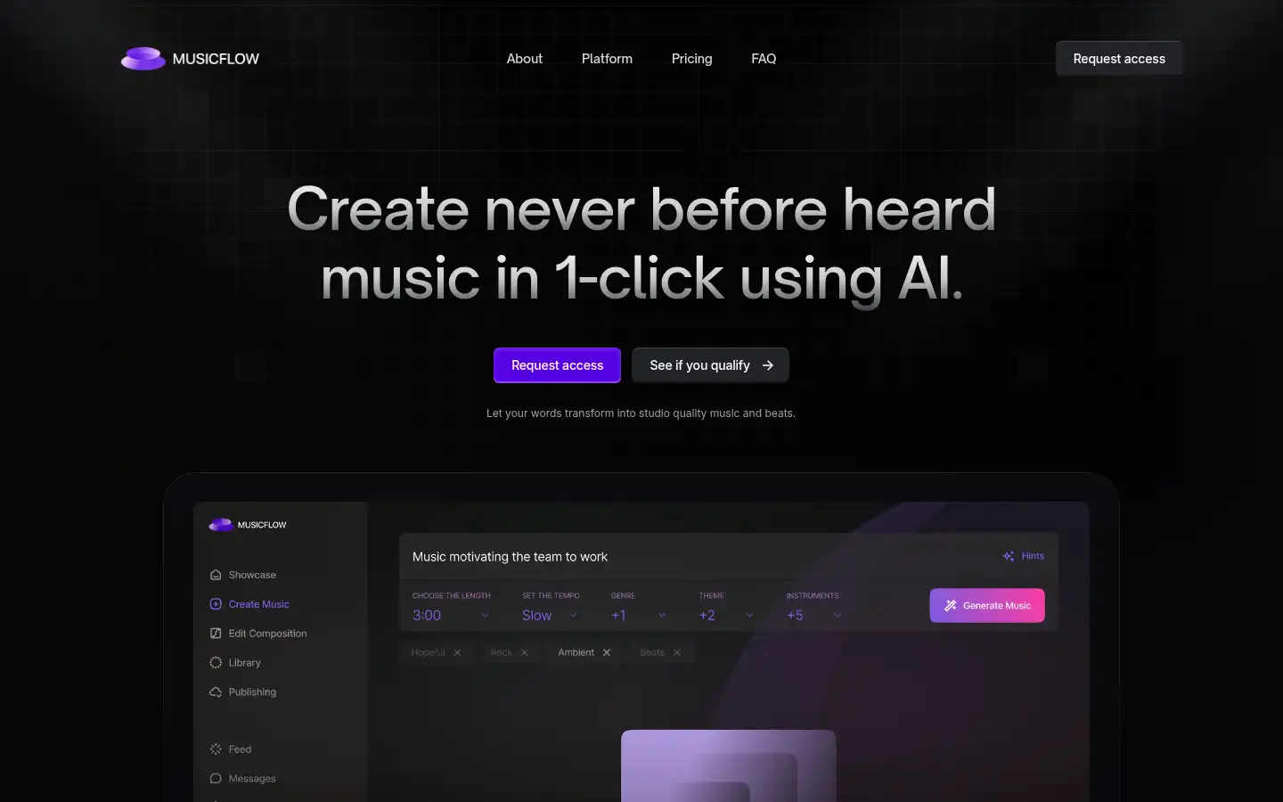 Screenshot of trymusicflow.com