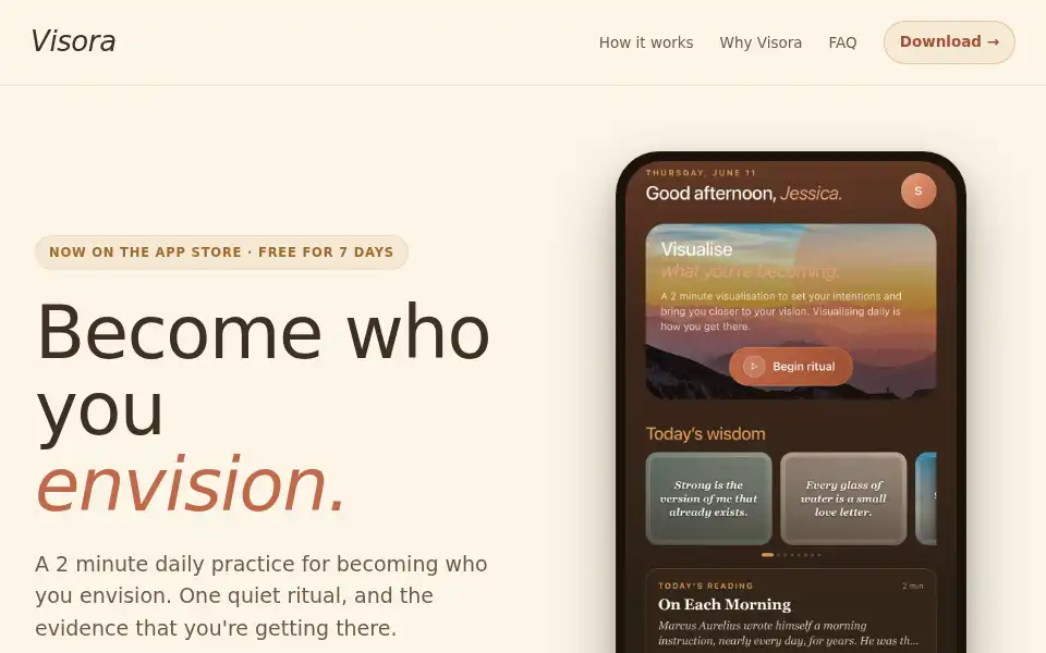 Screenshot of tryvisora.com