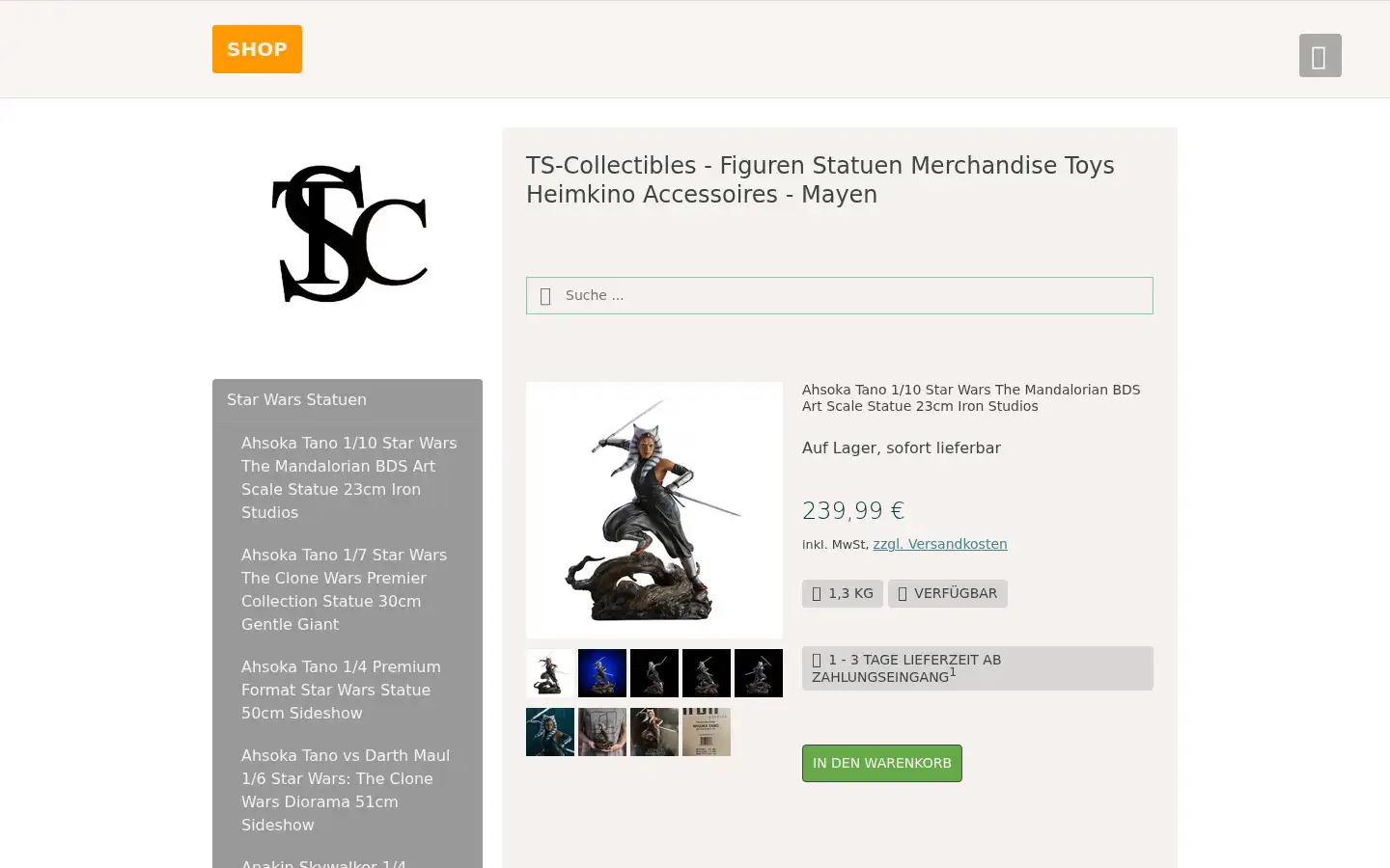Screenshot of ts-collectibles.de