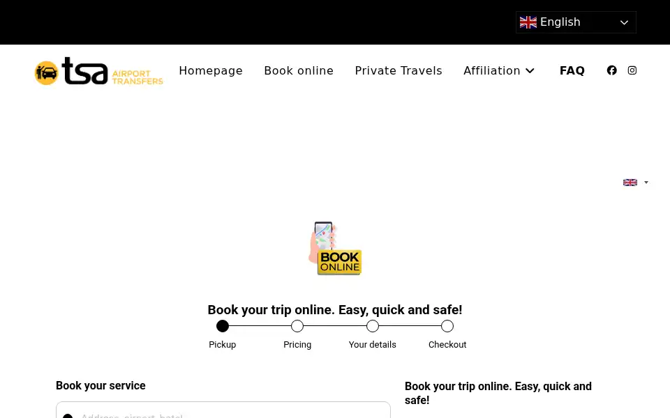 Screenshot of tsairportransfers.com
