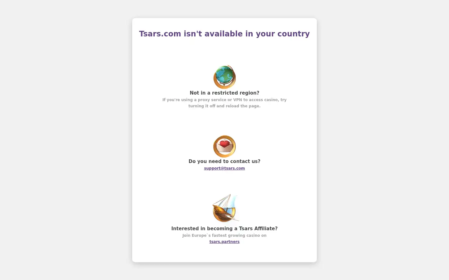 Screenshot of tsars.com