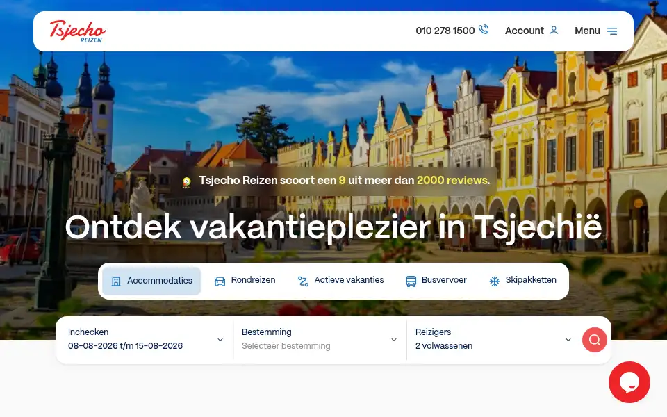 Screenshot of tsjechoreizen.nl