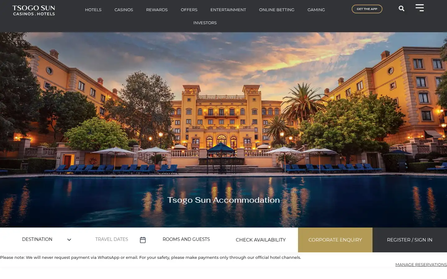 Screenshot of tsogosun.com