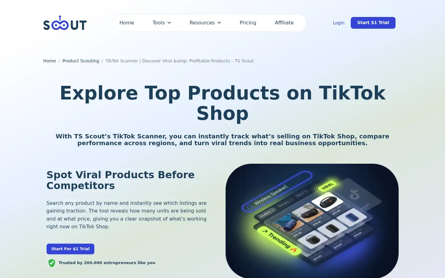 Screenshot of tsscout.com