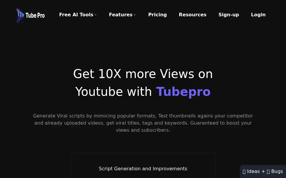 Screenshot of tubepro.ai