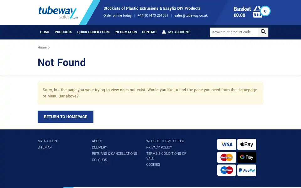 Screenshot of tubeway.co.uk