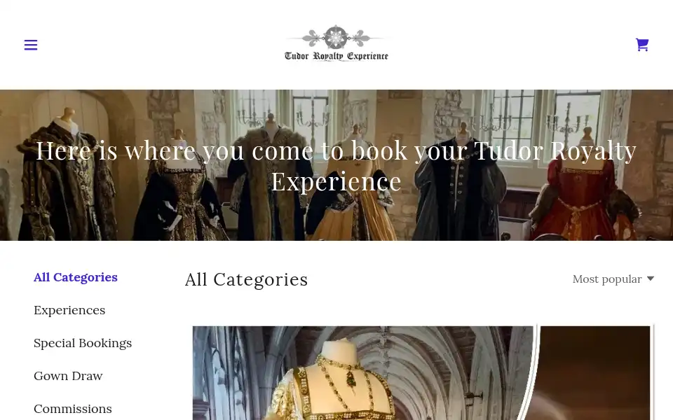 Screenshot of tudorroyaltyexperience.co.uk