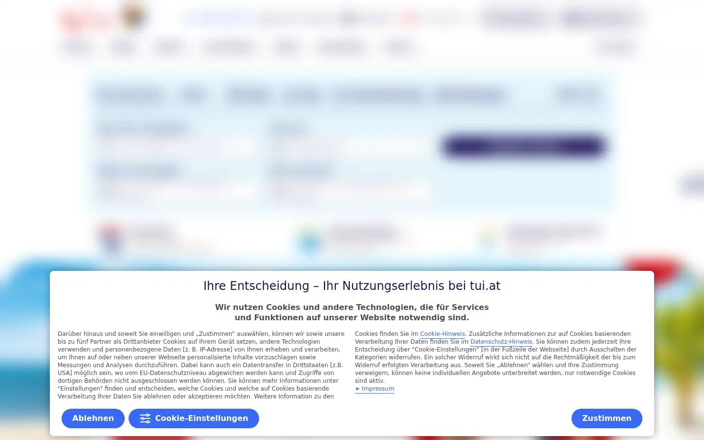 Screenshot of tui.at