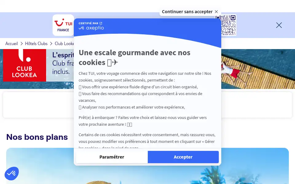 Screenshot of tui.fr