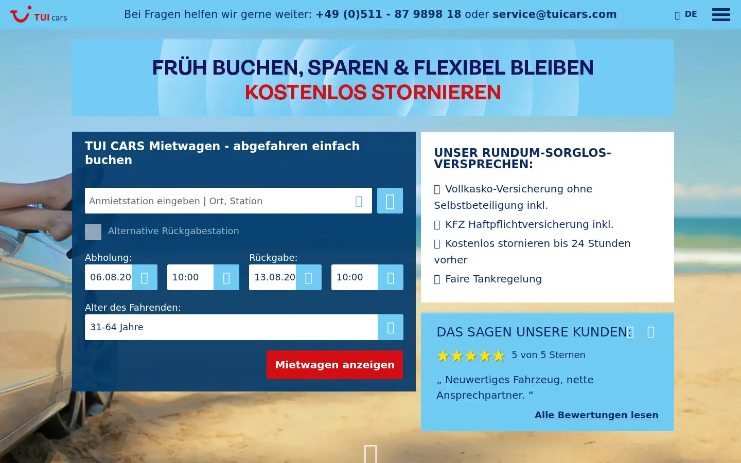 Screenshot of tuicars.com
