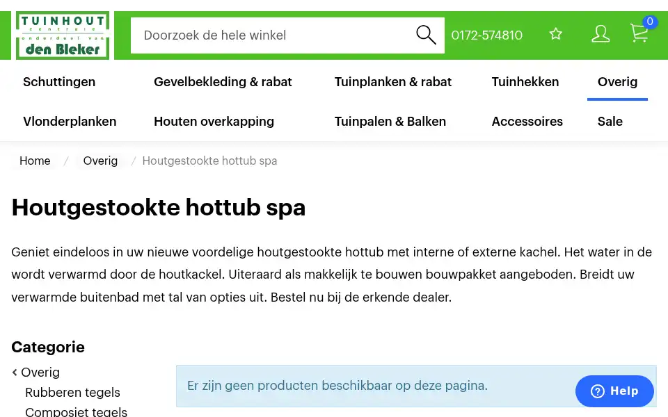 Screenshot of tuinhoutcentrale.nl
