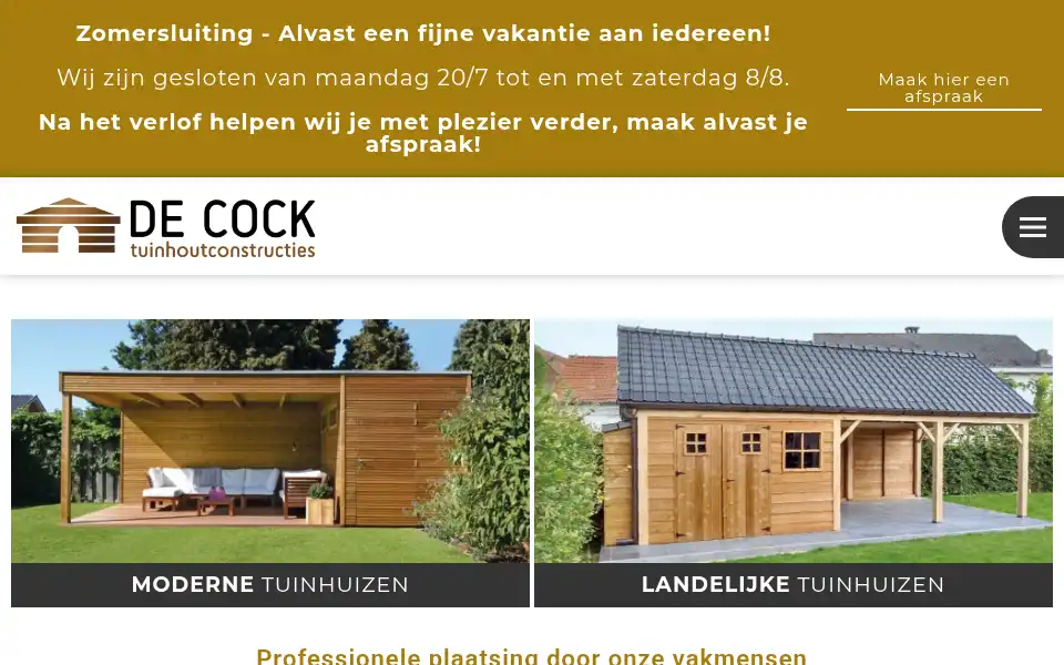 Screenshot of tuinhuizendecock.be