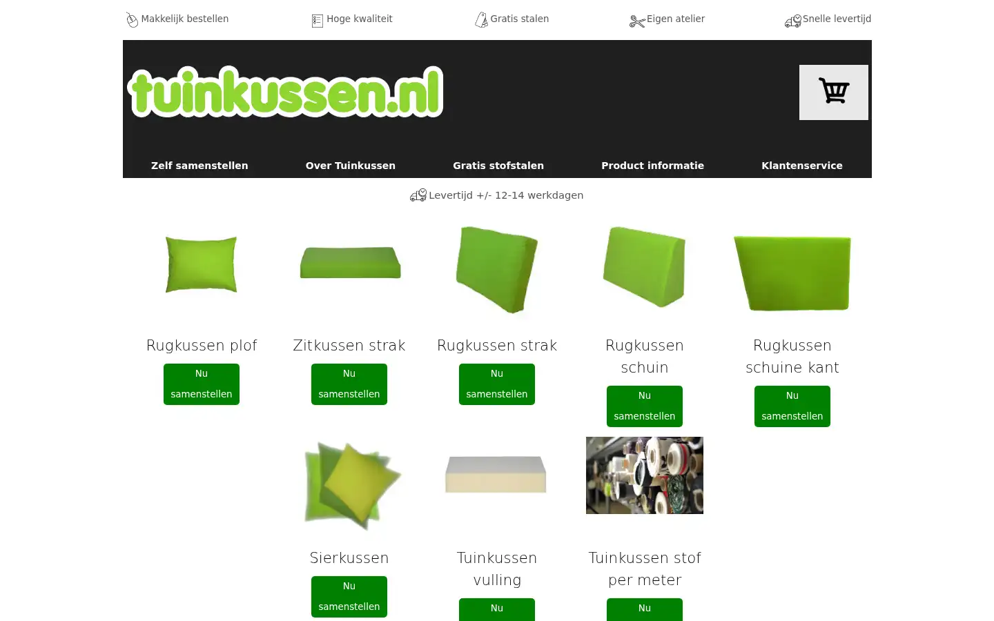 Screenshot of tuinkussen.nl