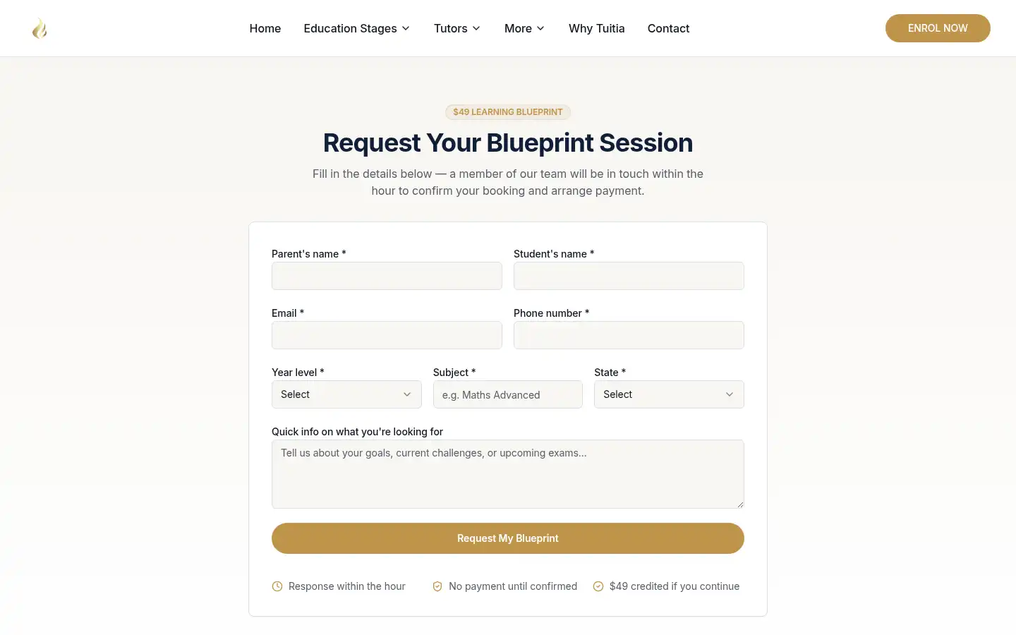 Screenshot of tuitia.com.au