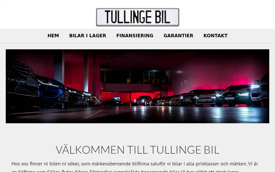 Screenshot of tullingebil.se