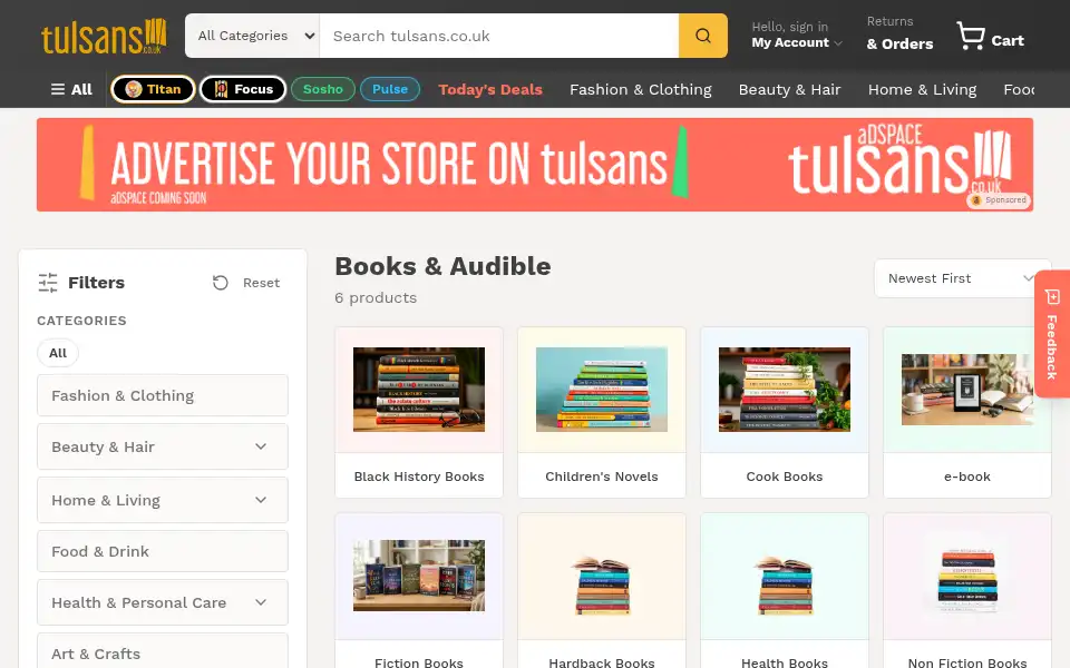 Screenshot of tulsans.co.uk