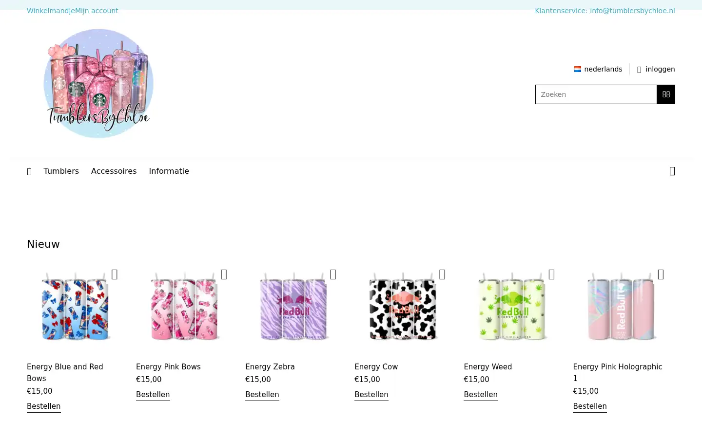 Screenshot of tumblersbychloe.nl