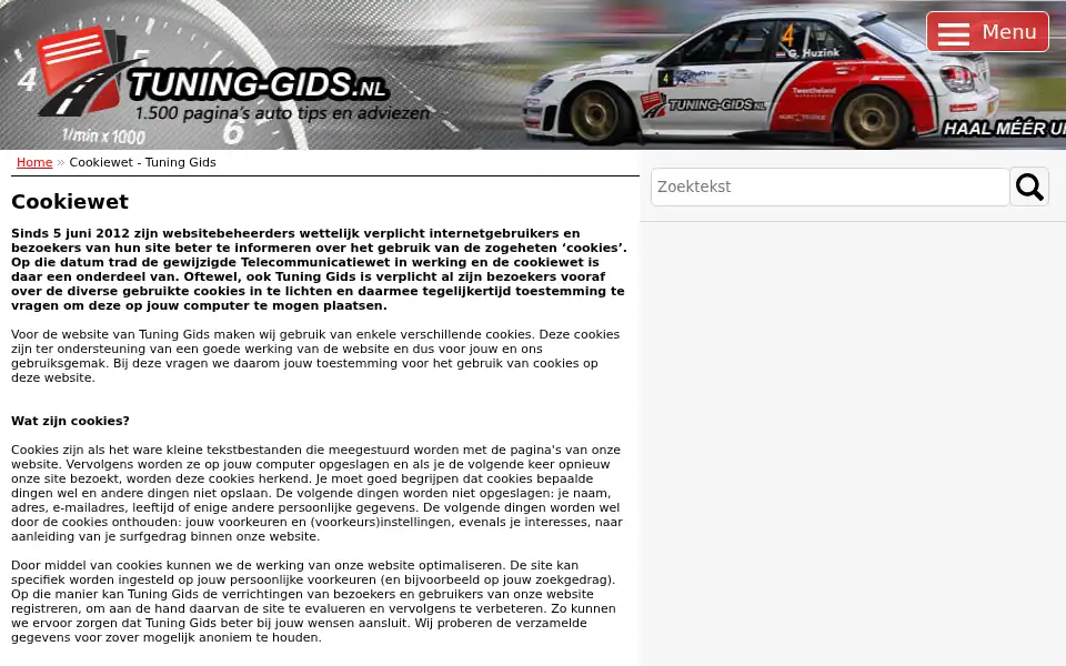 Screenshot of tuning-gids.nl