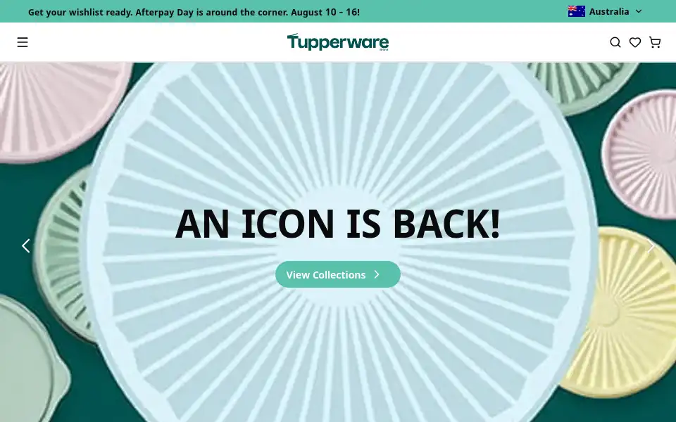Screenshot of tupperware.com.au