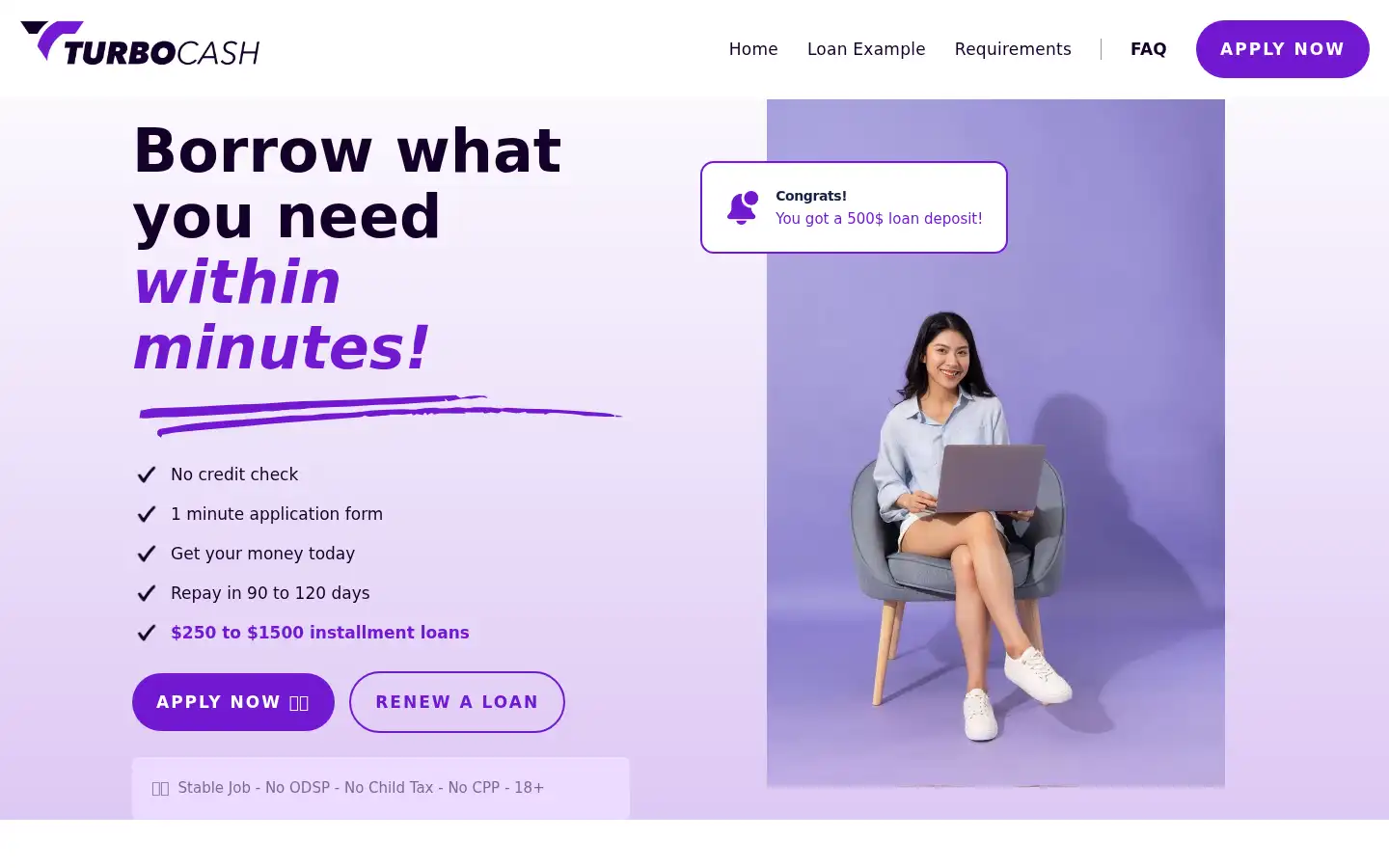 Screenshot of turbocash.ca