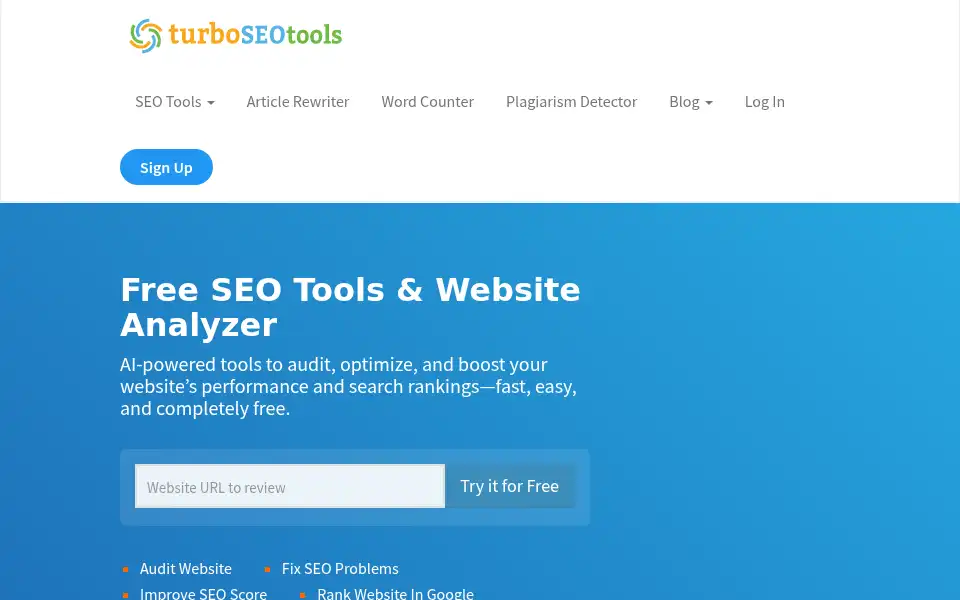 Screenshot of turboseotools.com