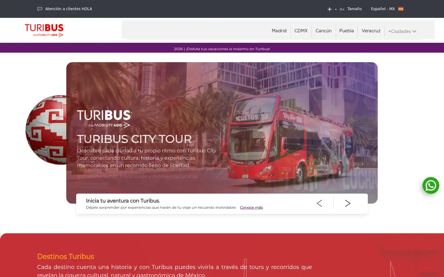 Screenshot of turibus.com.mx