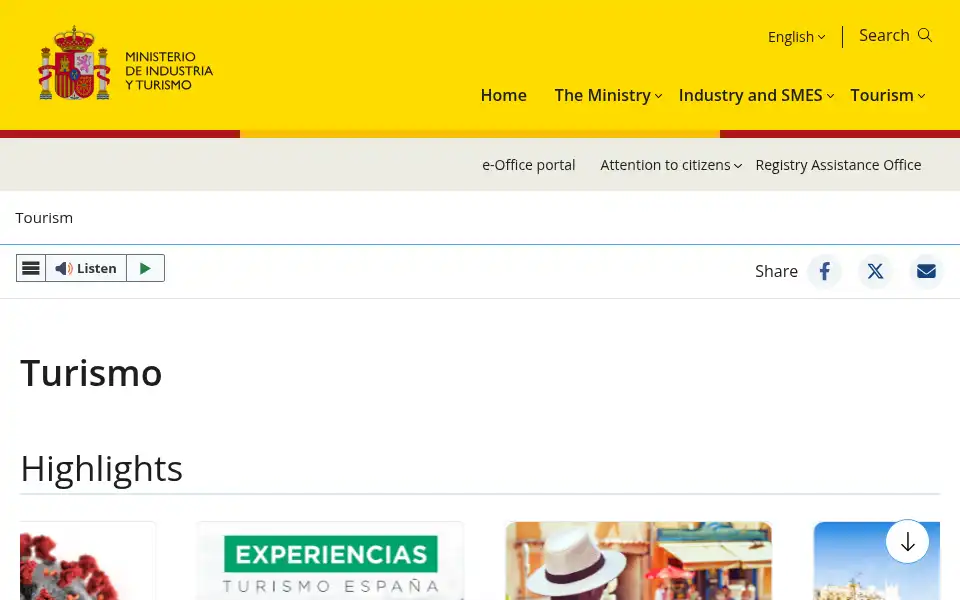 Screenshot of turismo.gob.es