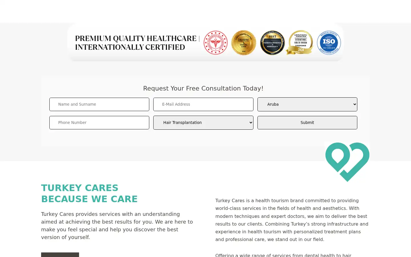 Screenshot of turkeycares.com